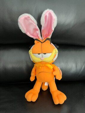 Mint! Vintage 1990s Garfield Easter Plush with Bunny Ears Large Russell Stover